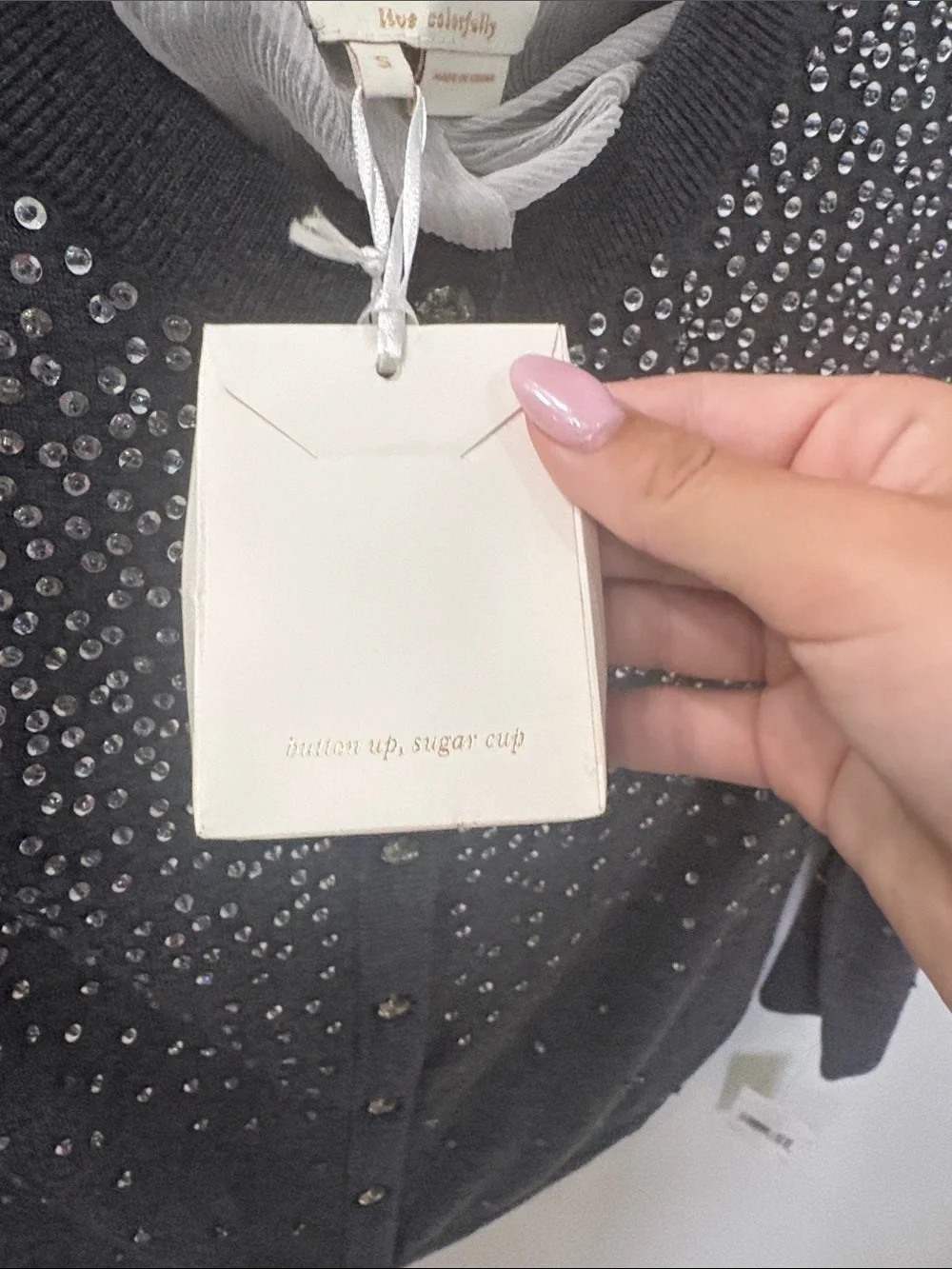 kate spade Charcoal Sequin Button-Front Cardigan
